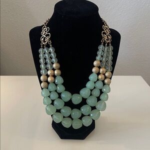 Elegant Gold and Green Beaded Necklace